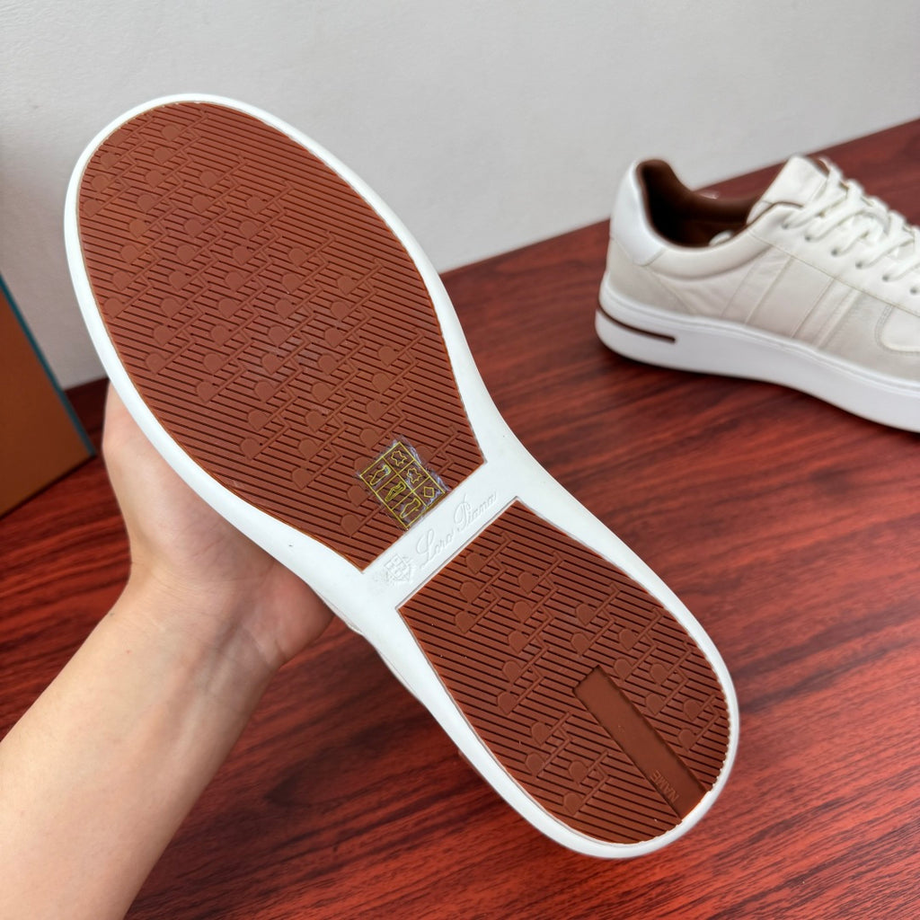 Шкіряні із замшею кросівки Loro Piana Tennis Walk — білий