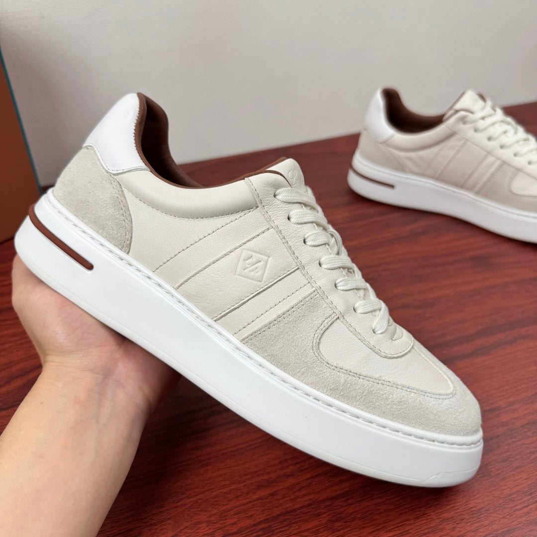 Шкіряні із замшею кросівки Loro Piana Tennis Walk — білий