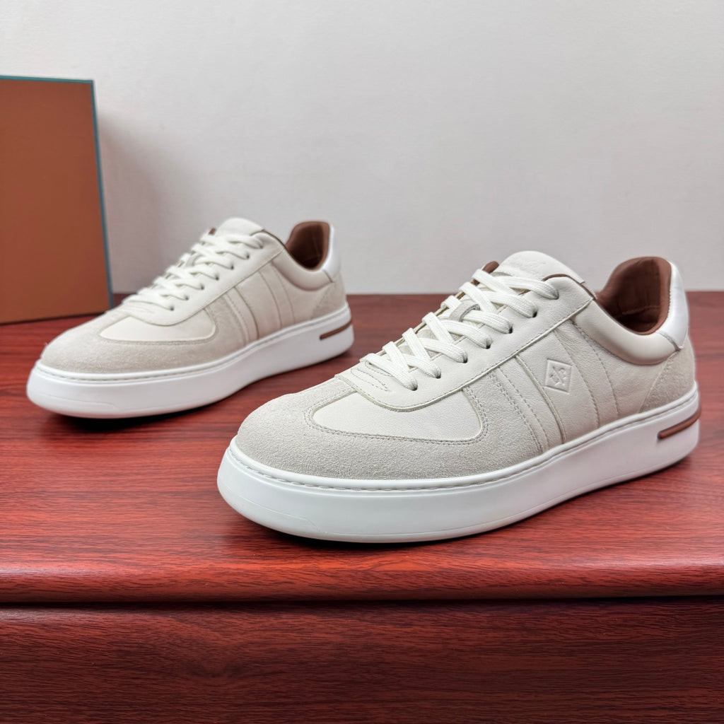 Шкіряні із замшею кросівки Loro Piana Tennis Walk — білий