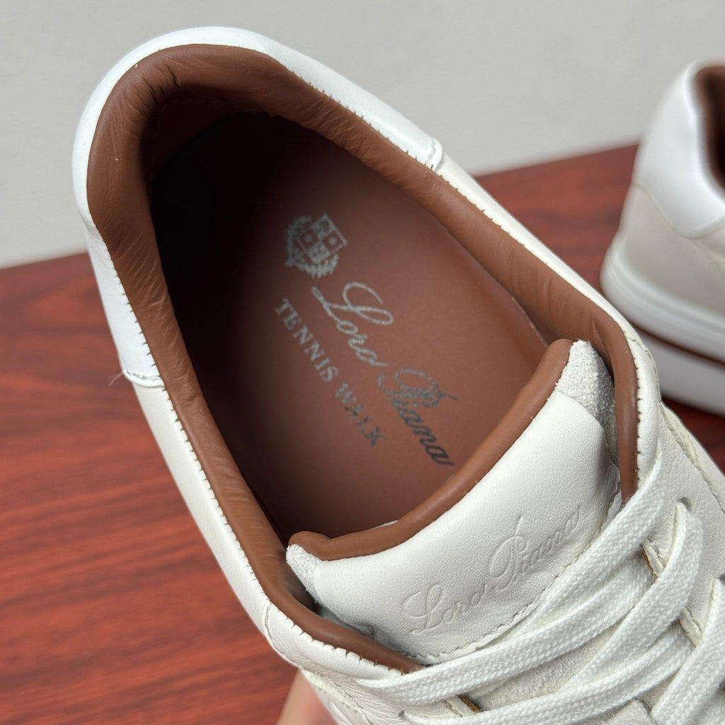 Шкіряні із замшею кросівки Loro Piana Tennis Walk — білий