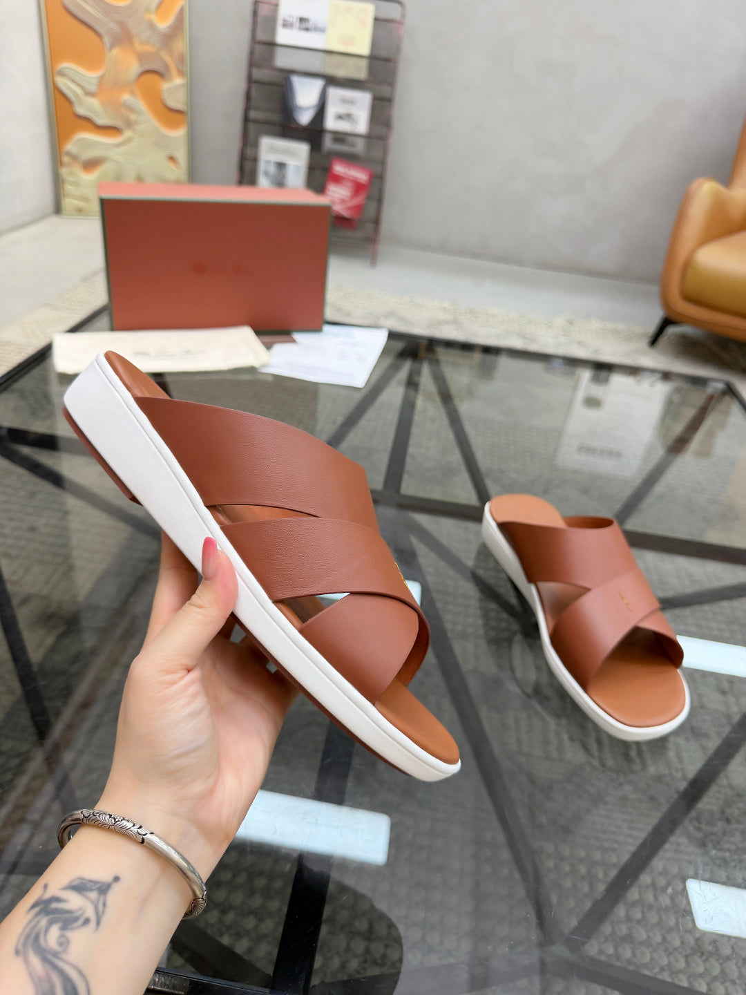 Шкіряні шльопанці Loro Piana