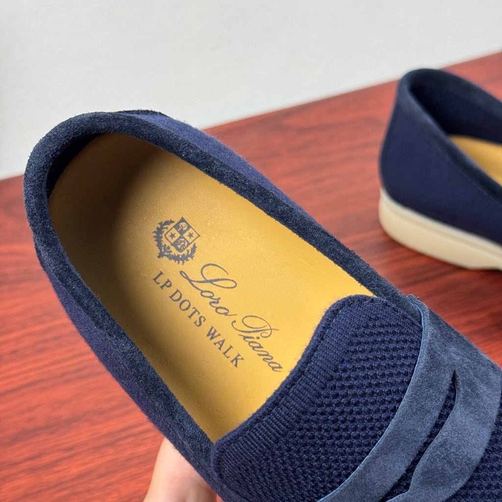 З вовняного трикотажу мокасини Loro Piana — синій