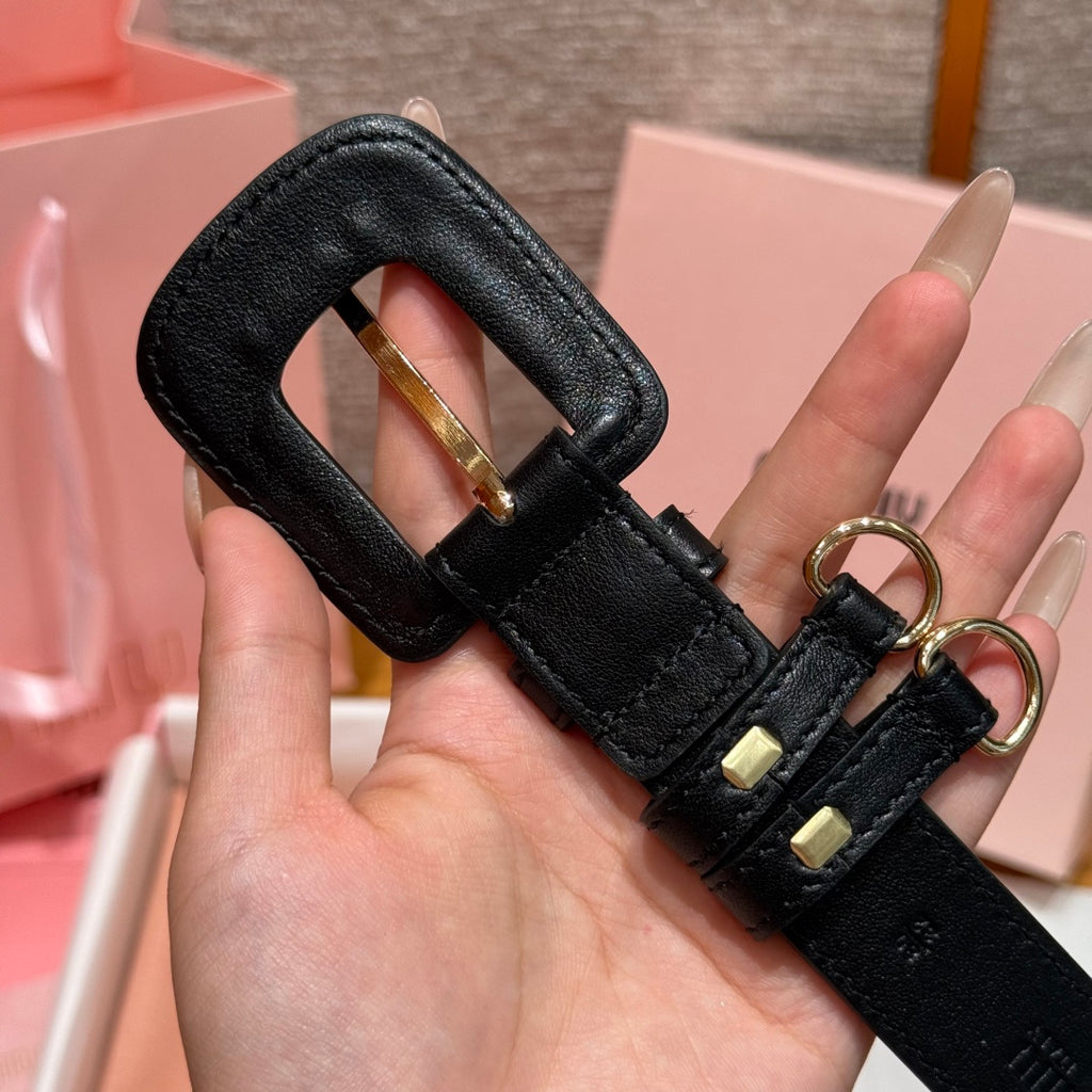 Ремінь Miu Miu з натуральної телячої шкіри