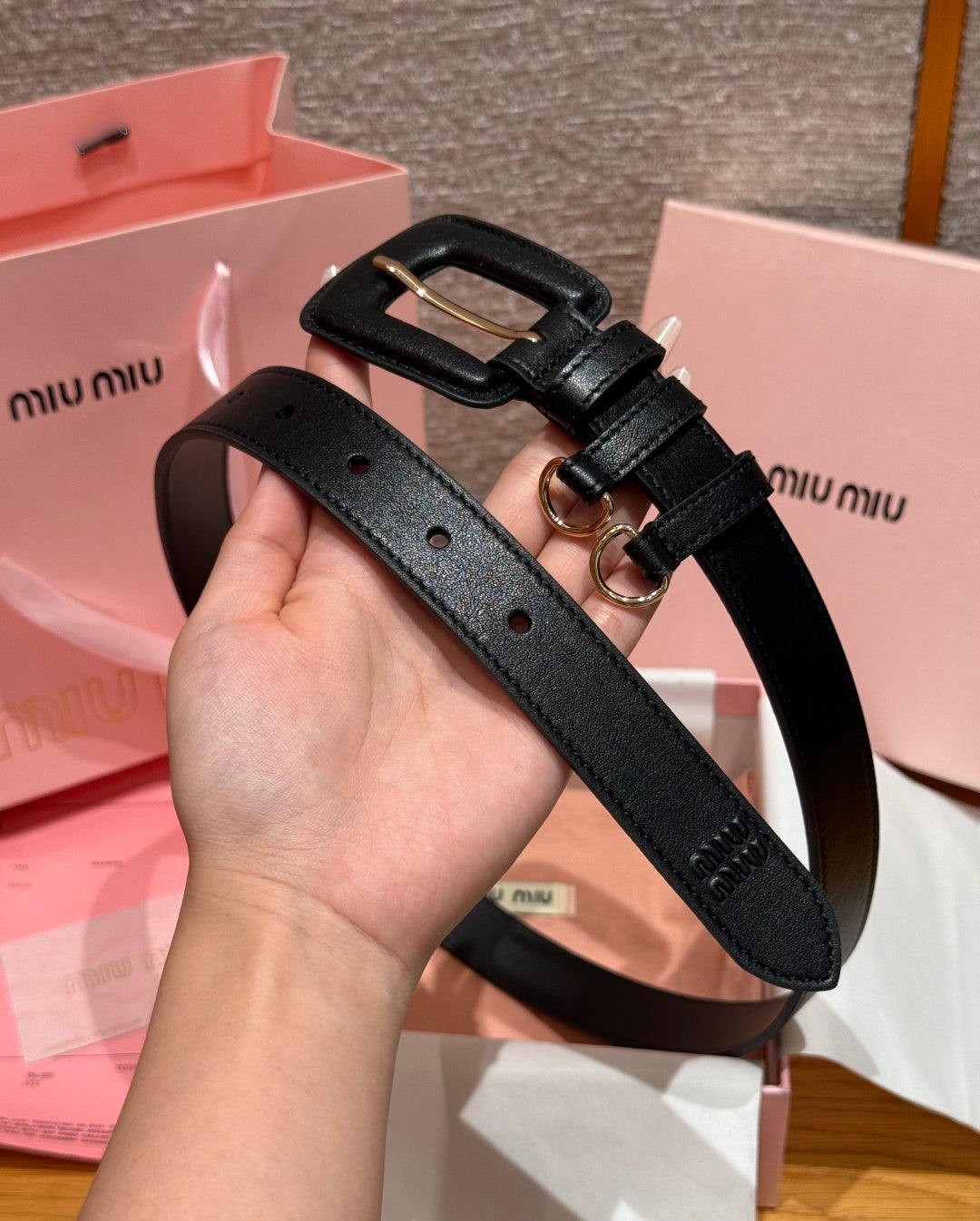 Ремінь Miu Miu з натуральної телячої шкіри