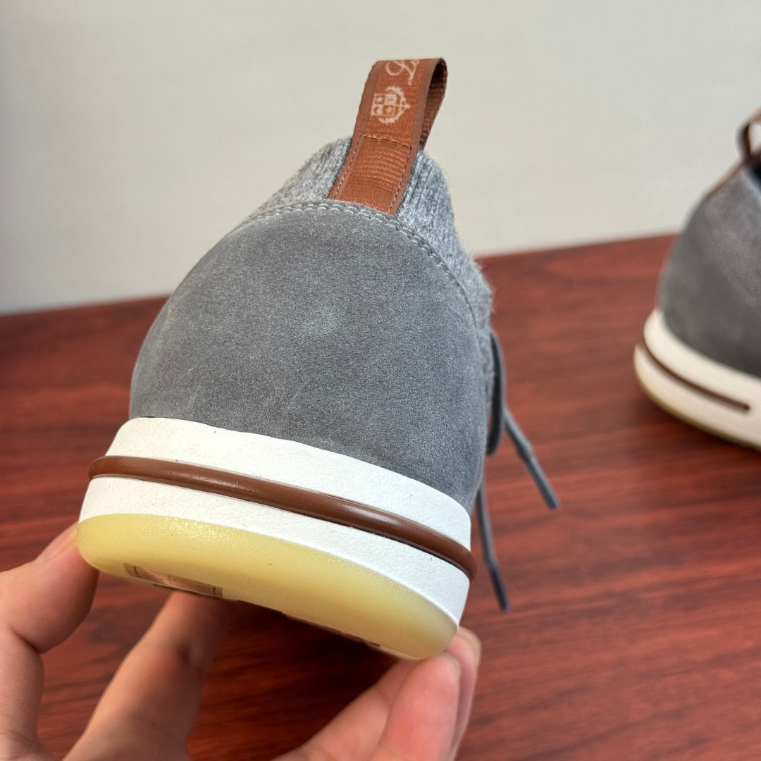 Вовняні зі шкірою кросівки Loro Piana 360 LP Flexy Walk — сірий