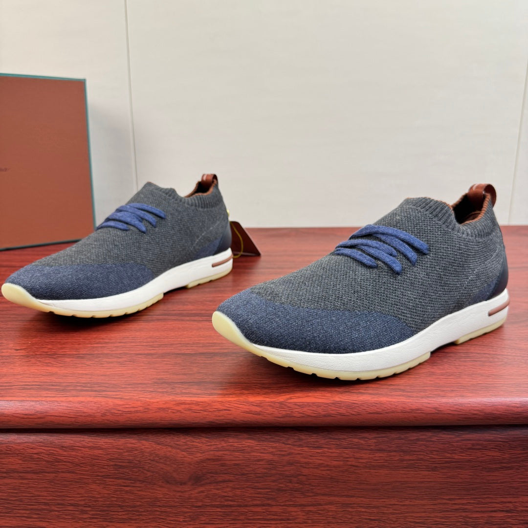 Трикотажні кросівки Loro Piana 360 LP Flexy Walk — сіро-блакитний