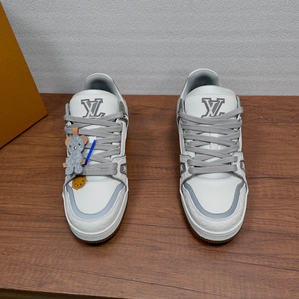 Кросівки з натуральної шкіри Louis Vuitton Trainer — біло-сірі