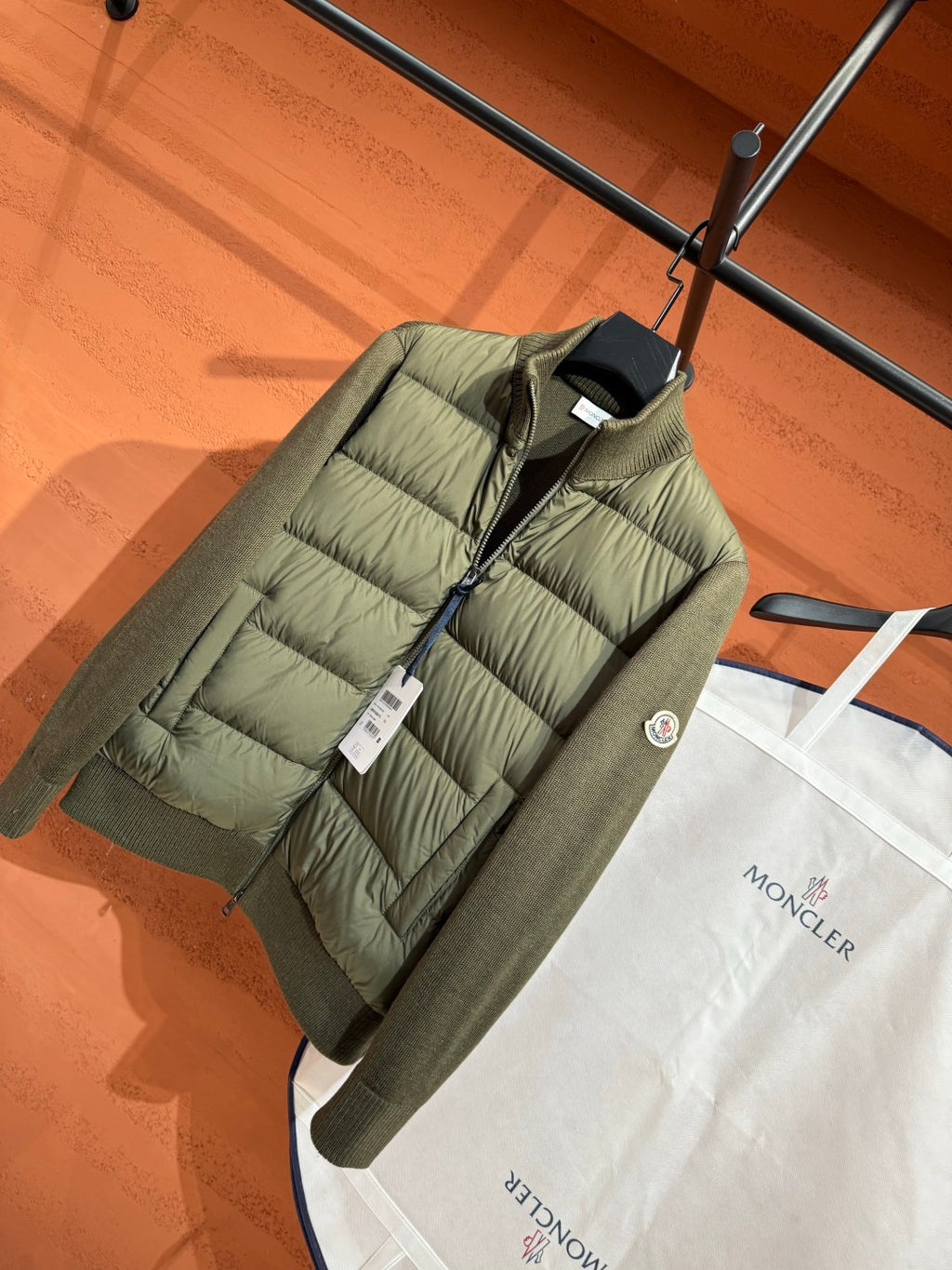Пуховий кардиган Moncler, оливковий — фото 7