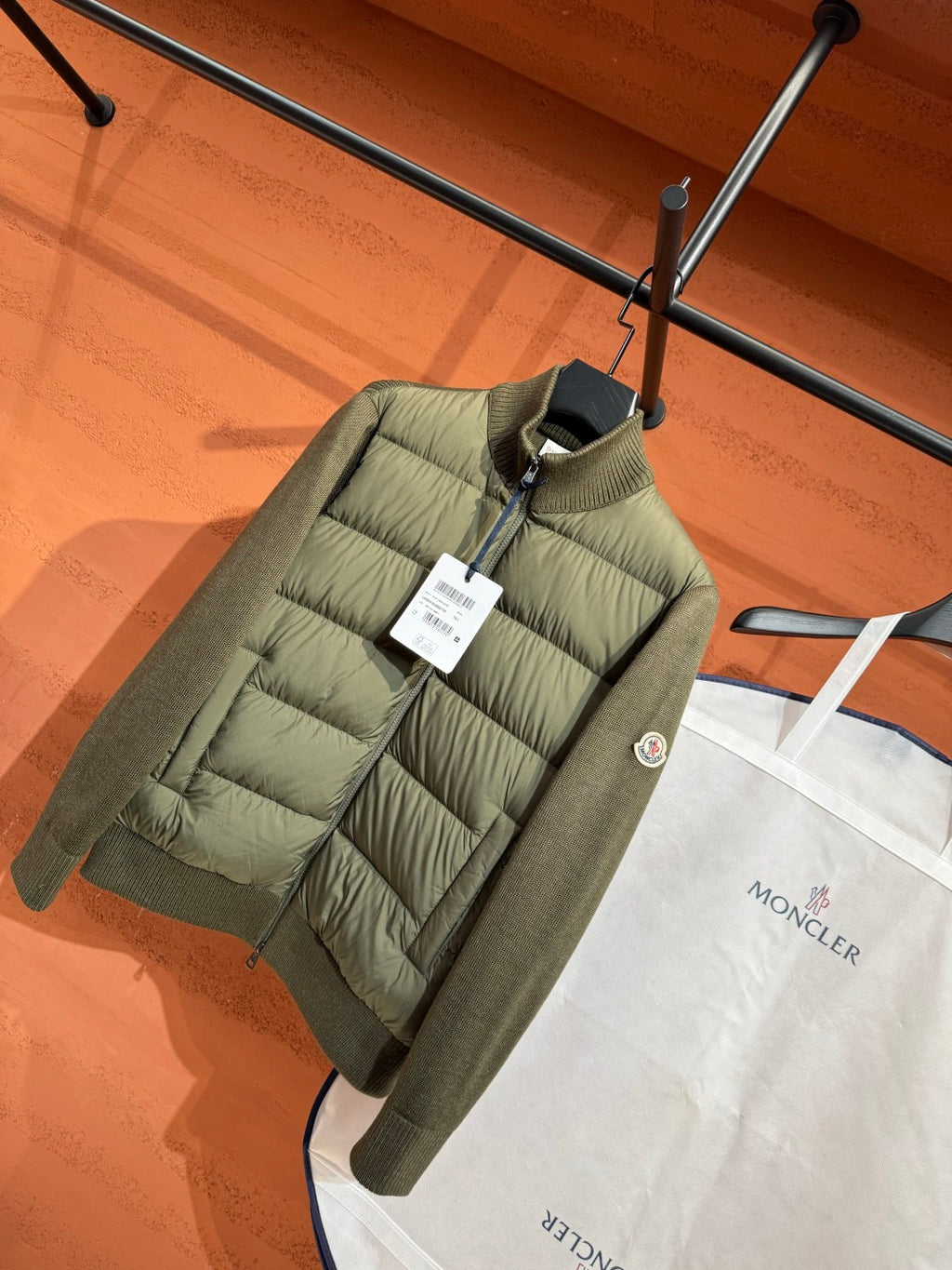Пуховий кардиган Moncler, оливковий — фото 2
