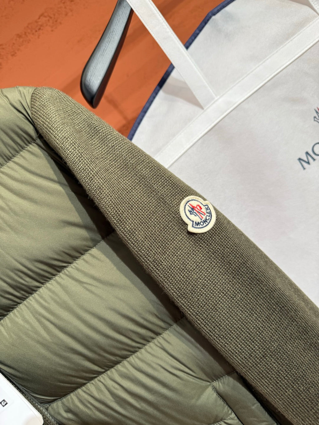 Пуховий кардиган Moncler, оливковий — фото 4