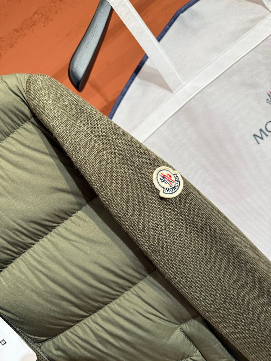 Пуховий кардиган Moncler, оливковий — фото 4
