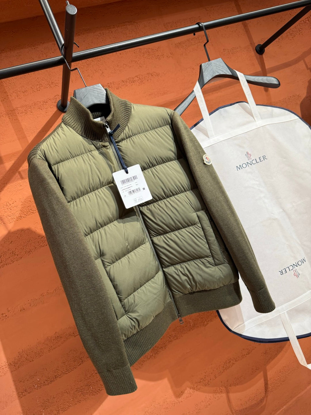 Пуховий кардиган Moncler, оливковий — фото 6