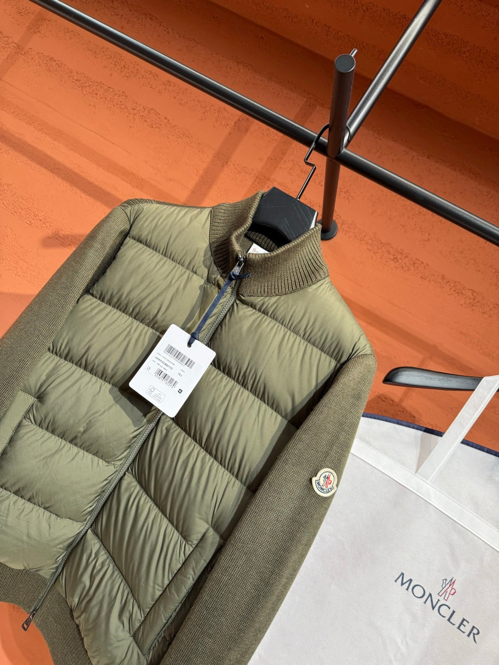 Пуховий кардиган Moncler, оливковий — фото 3