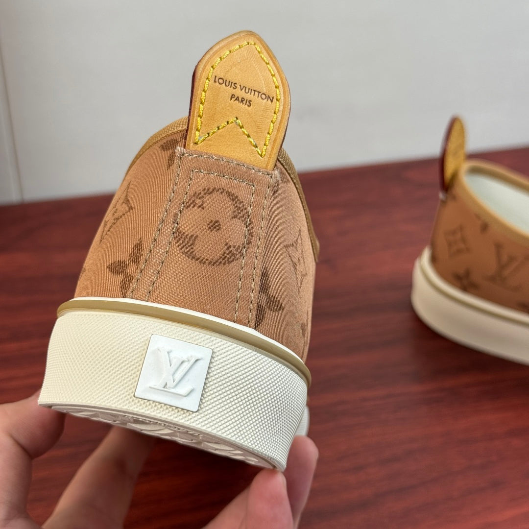 Кеди з натуральної шкіри та текстилю Louis Vuitton LAGOON — коричневі