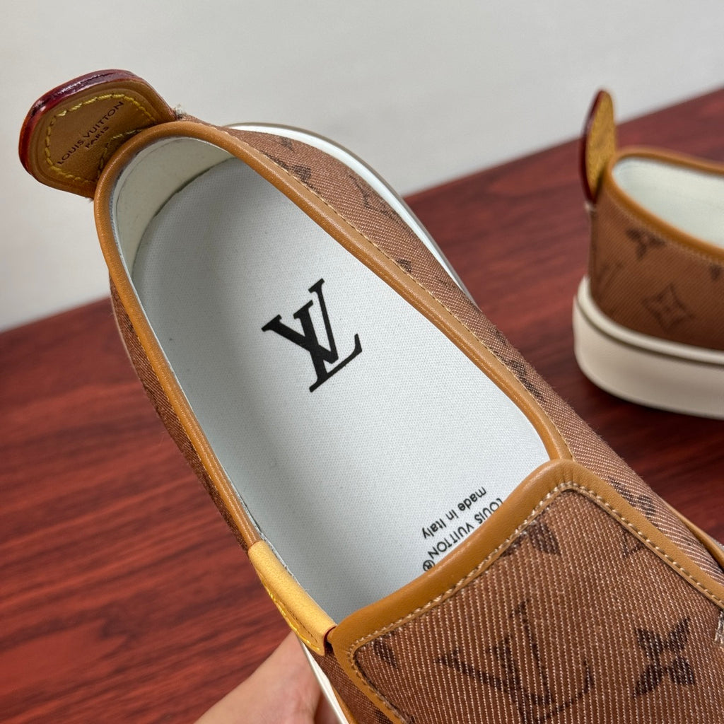 Сліпони з натуральної шкіри та текстилю Louis Vuitton LAGOON — коричневі