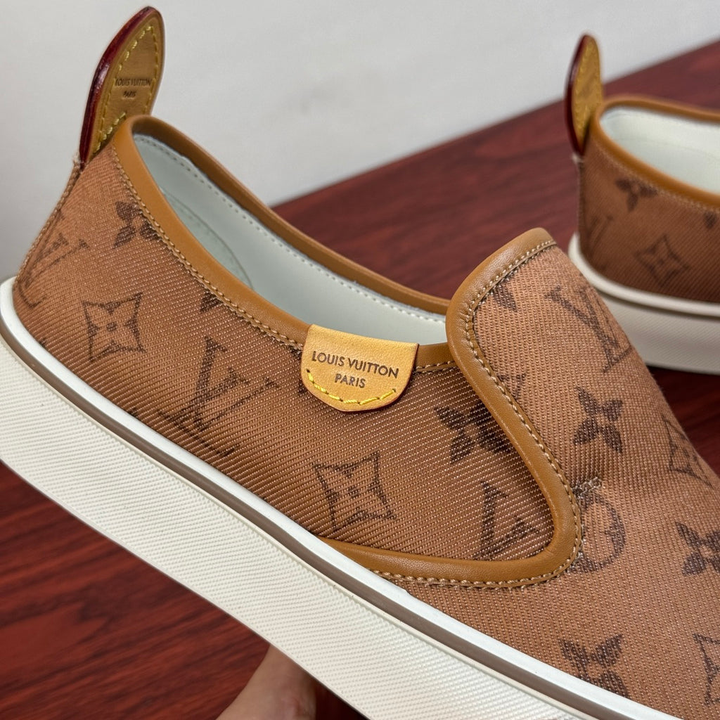 Сліпони з натуральної шкіри та текстилю Louis Vuitton LAGOON — коричневі