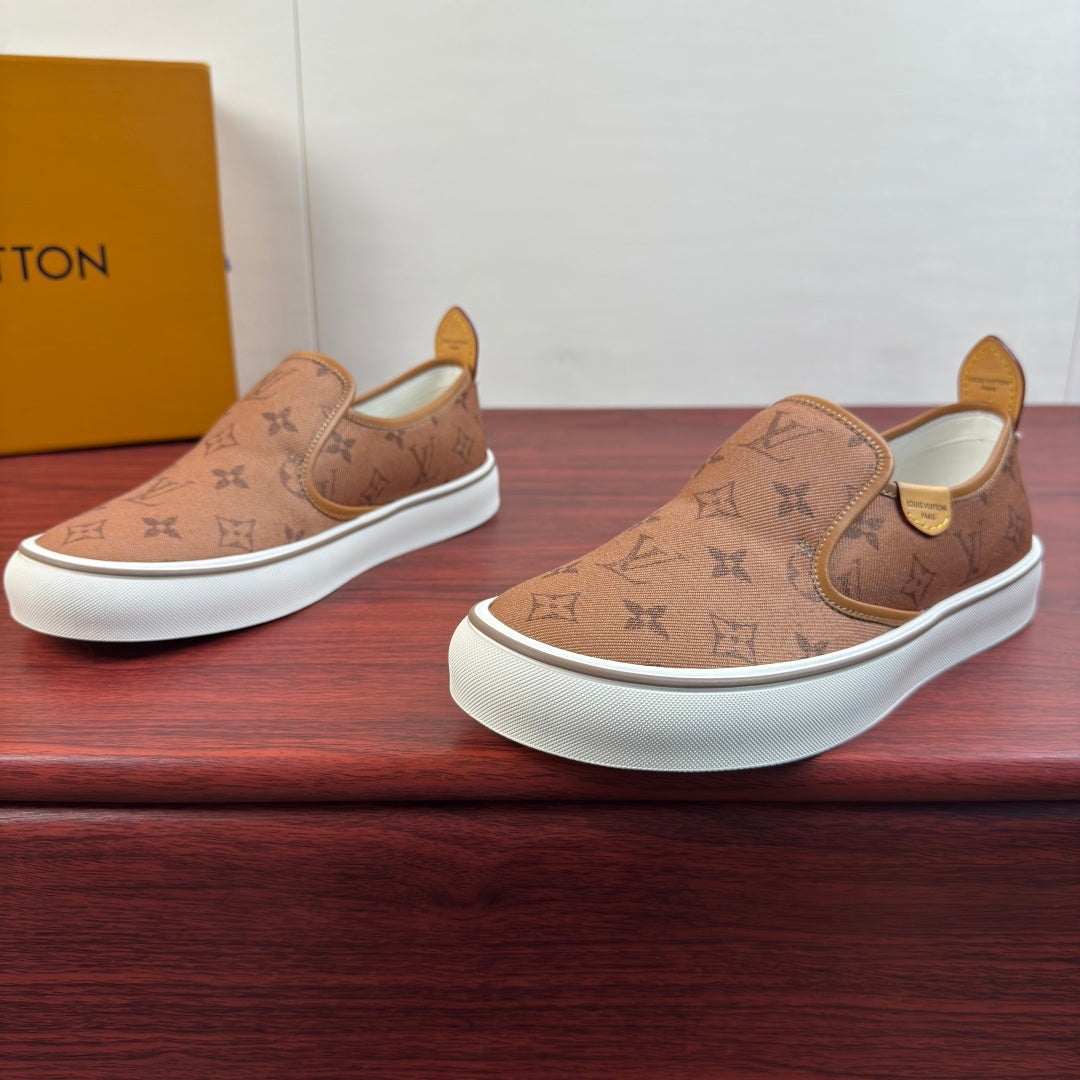 Сліпони з натуральної шкіри та текстилю Louis Vuitton LAGOON — коричневі