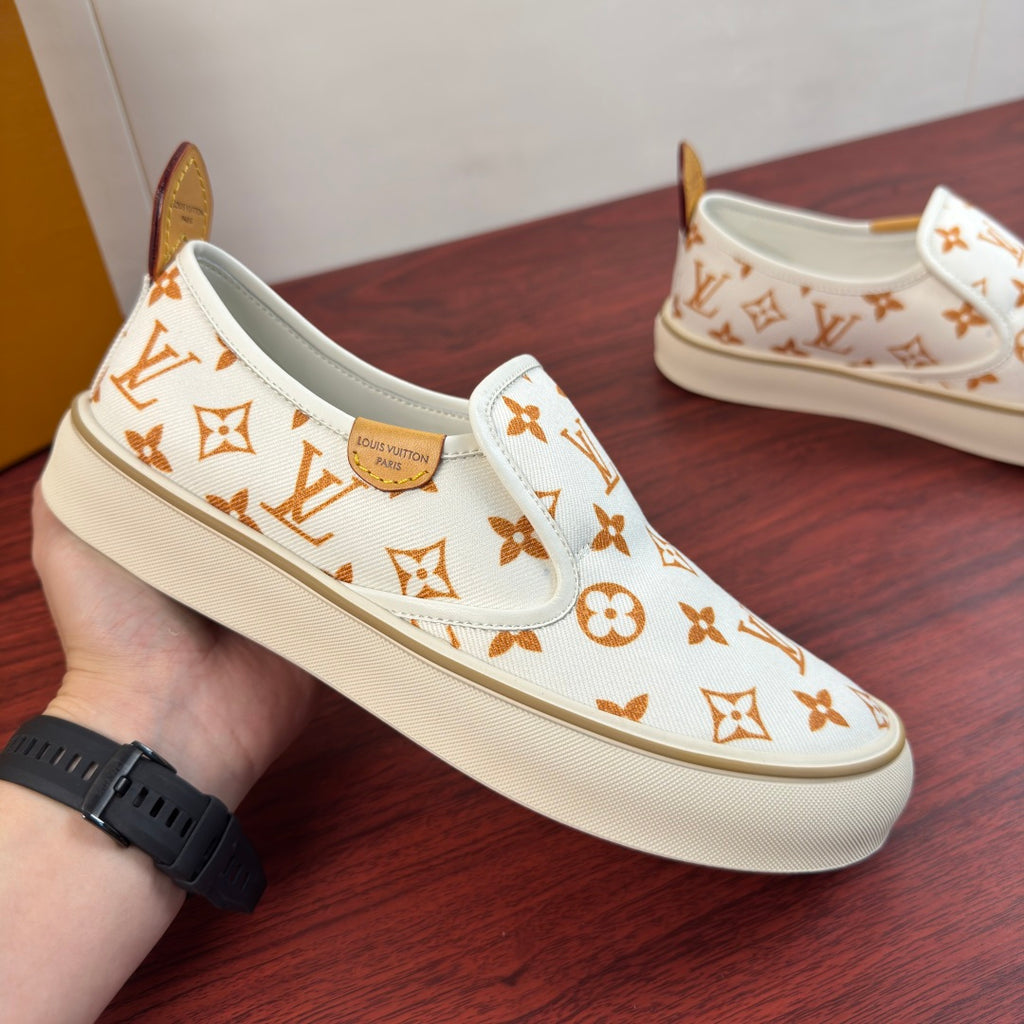 Сліпони з натуральної шкіри та текстилю Louis Vuitton LAGOON — білі