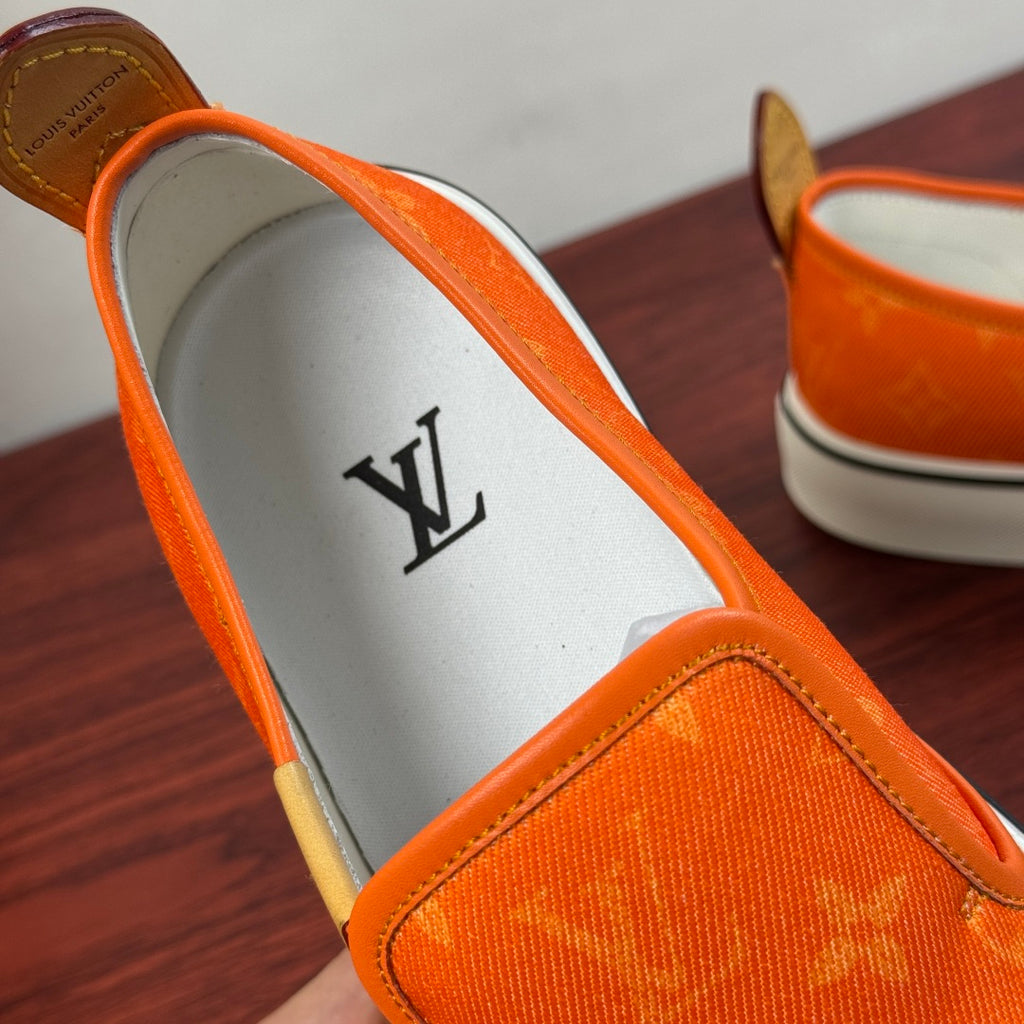 Сліпони з натуральної шкіри та текстилю Louis Vuitton LAGOON — помаранчеві