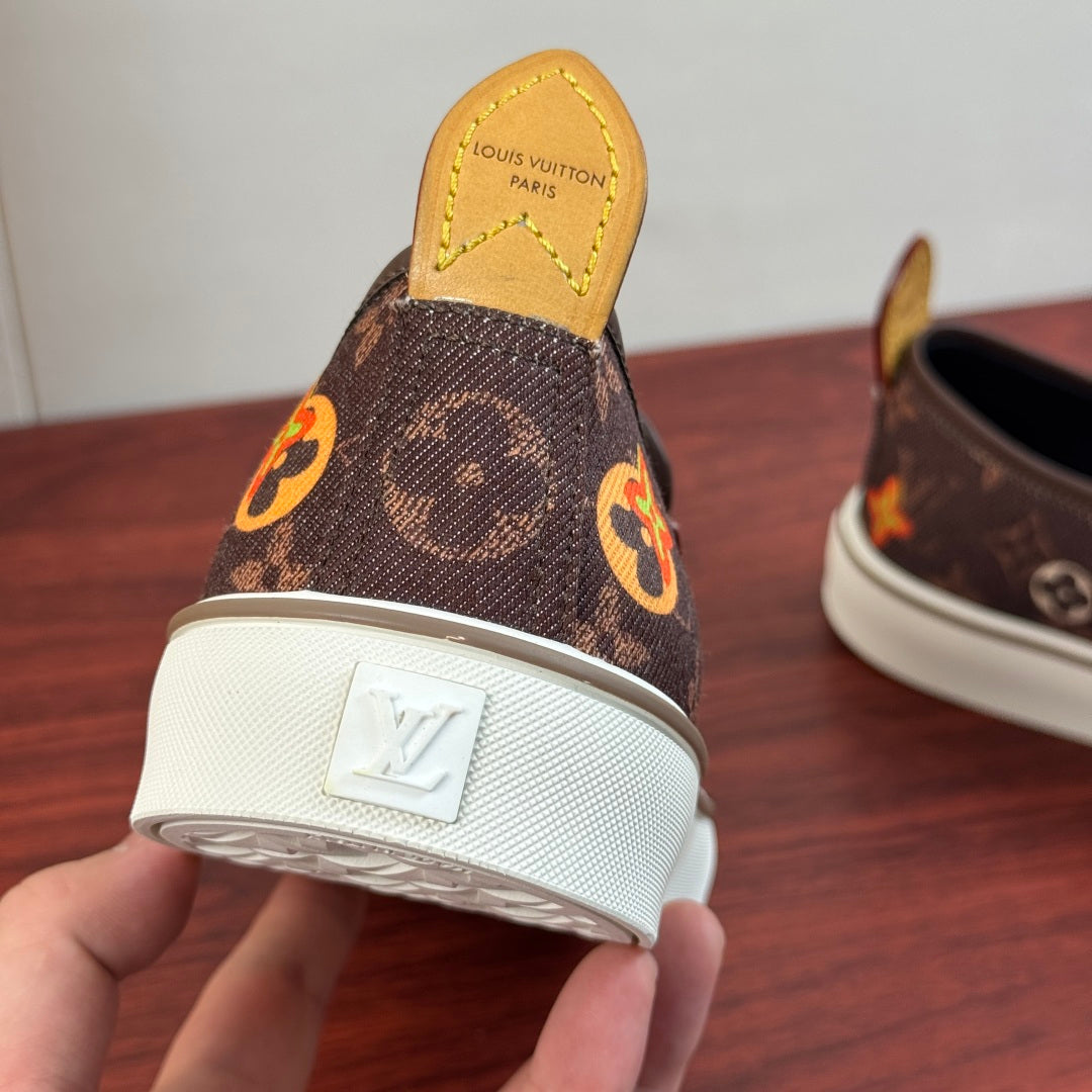 Сліпони з натуральної шкіри та текстилю Louis Vuitton LAGOON — кавові