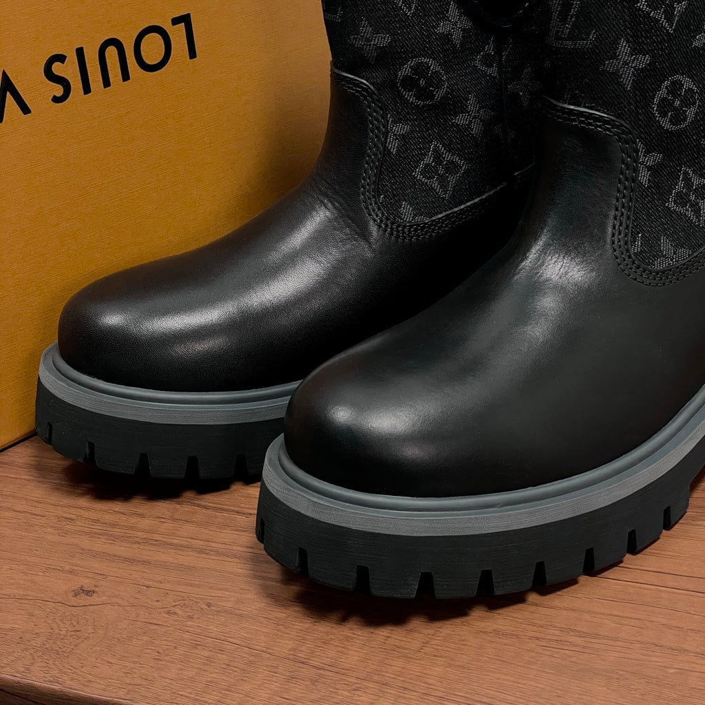 Черевики з натуральної шкіри та деніму Louis Vuitton
