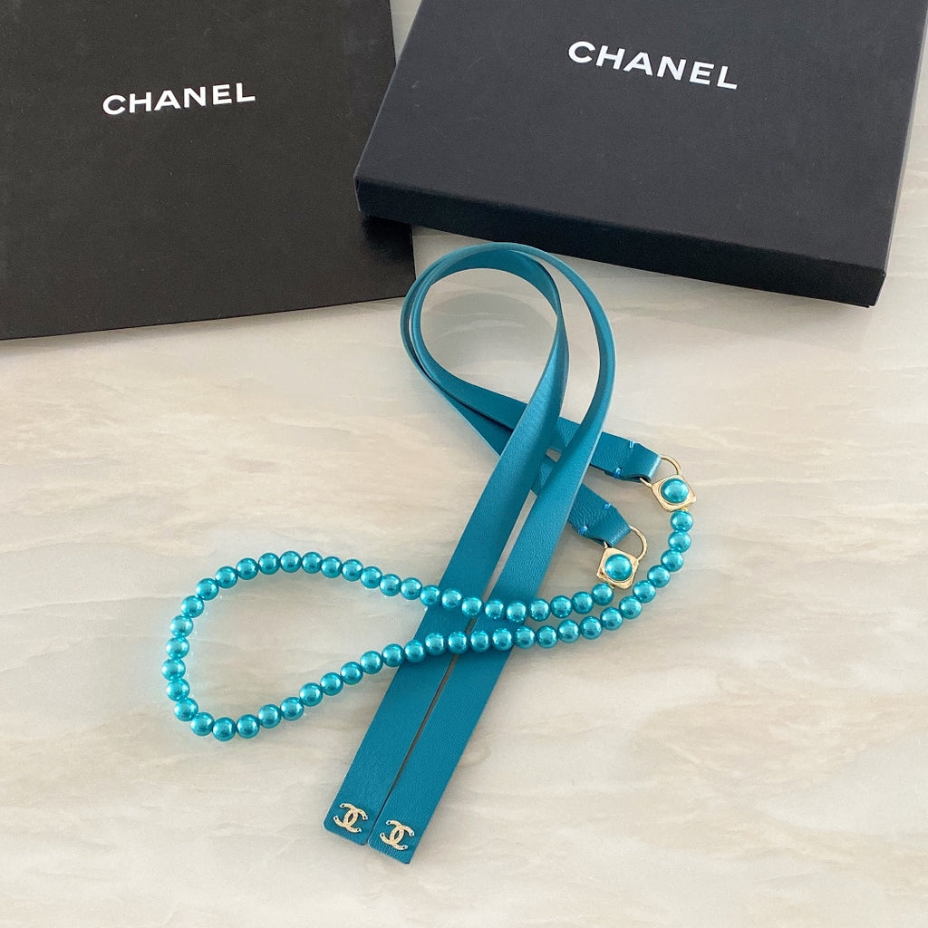 Ремінь Chanel CC з натуральної шкіри ягняти з перлинним декором — фото 2