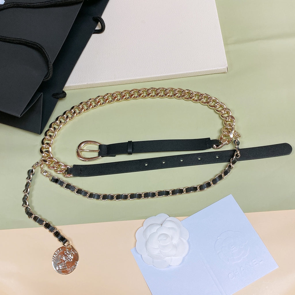 Пояс-ланцюжок Chanel з натуральної шкіри теляти — фото 1