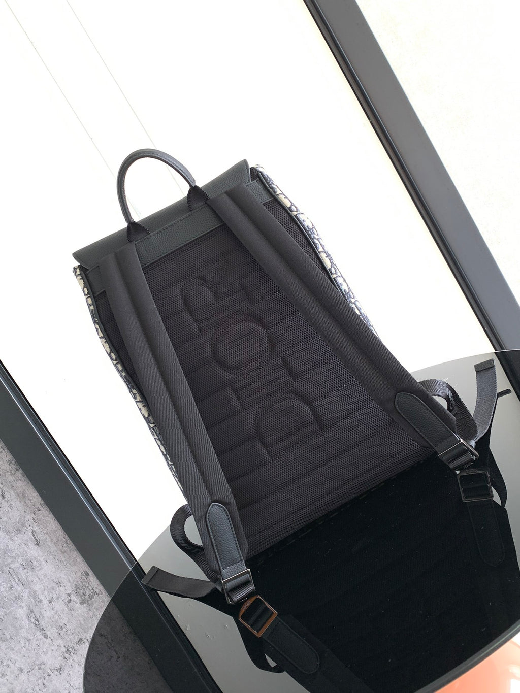 Рюкзак Dior Saddle з текстилю й натуральної шкіри, чорно-бежевий — фото 3