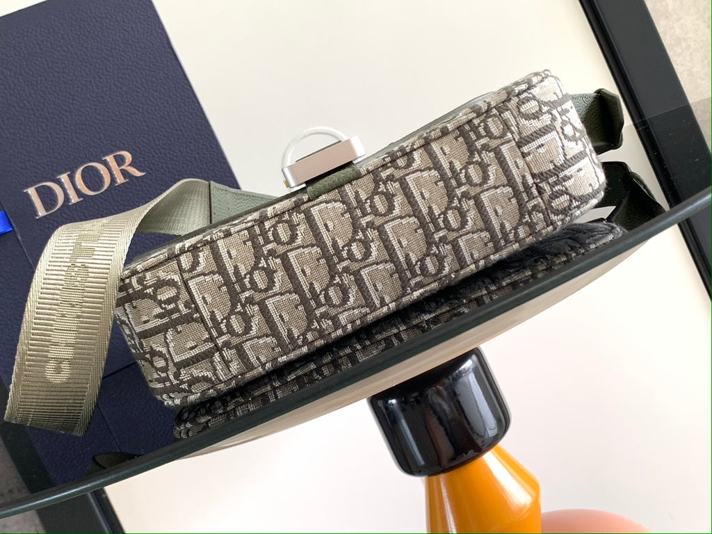 Сумка-месенджер Dior Saddle з текстилю й натуральної шкіри, хакі — фото 3