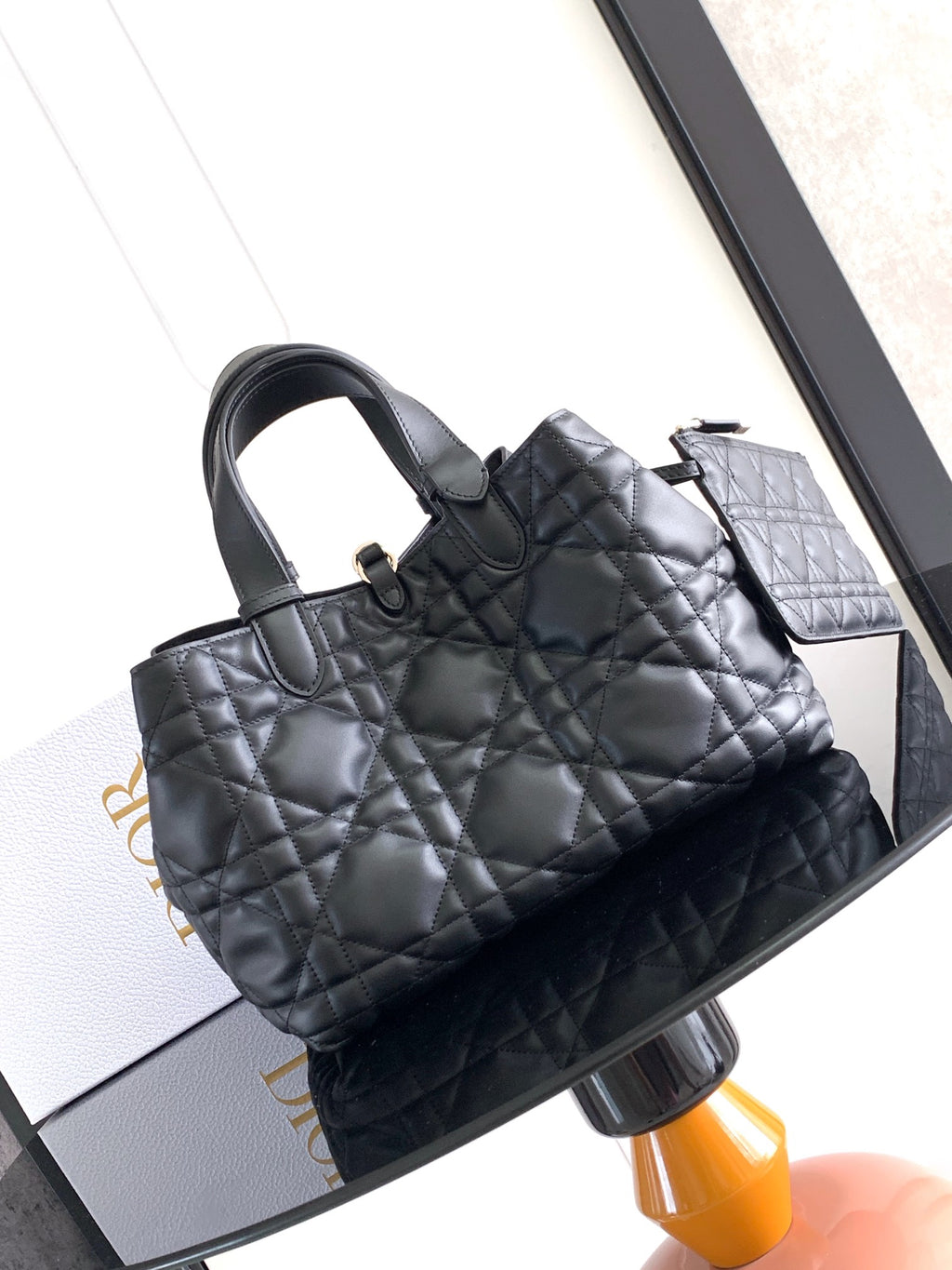 Сумка з ручками Dior Toujours з натуральної шкіри, чорна — фото 3
