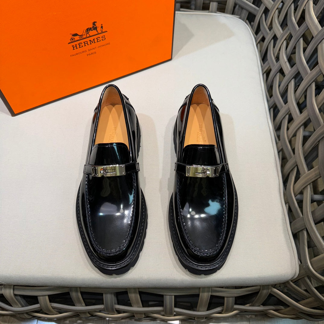 Чоловічі шкіряні туфлі Hermès золотисті