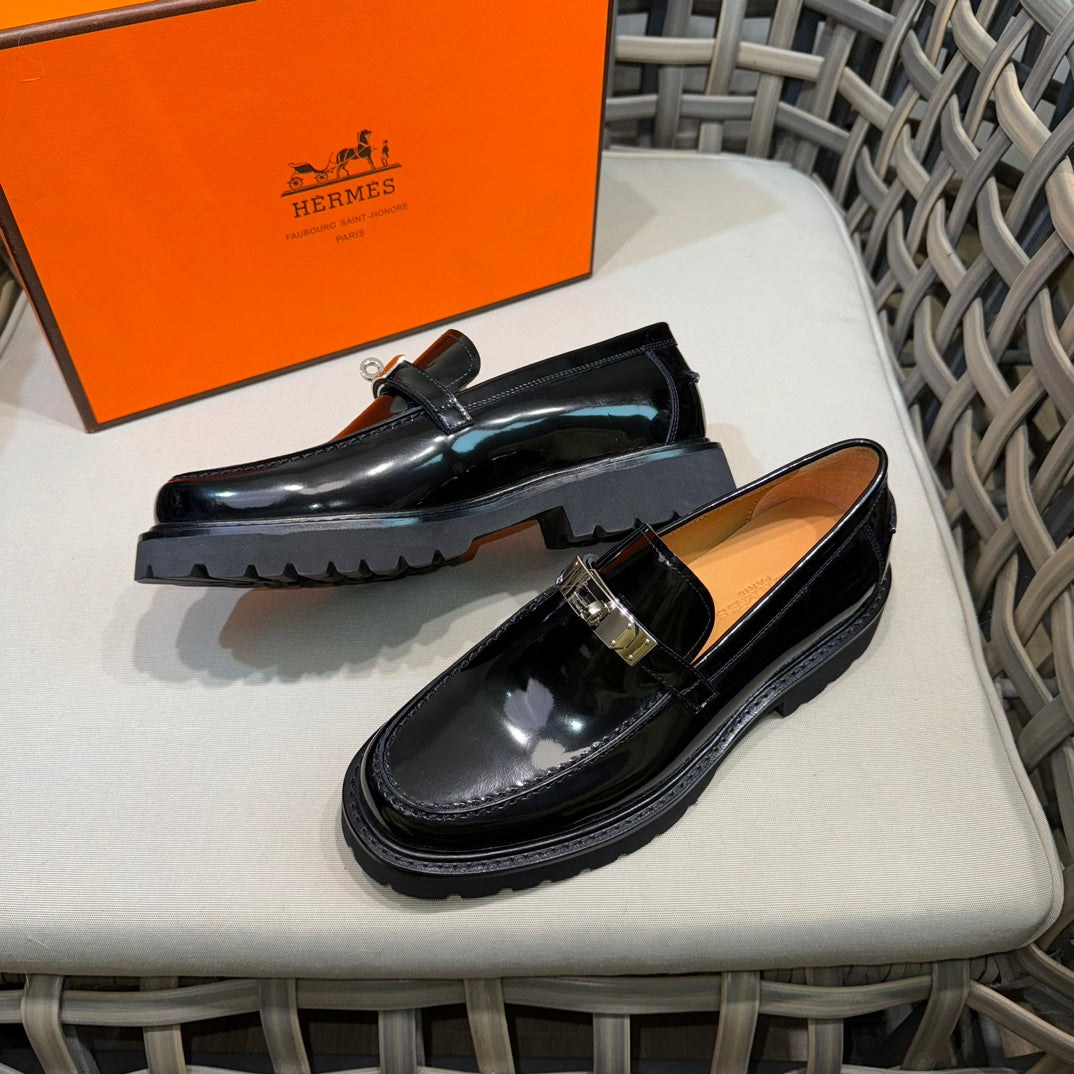Чоловічі шкіряні туфлі Hermès золотисті