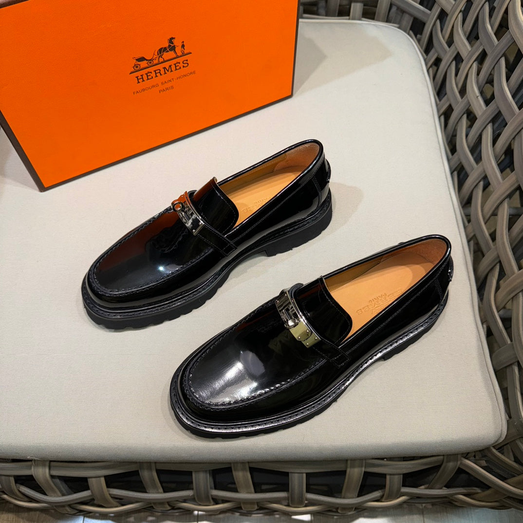 Чоловічі шкіряні туфлі Hermès золотисті