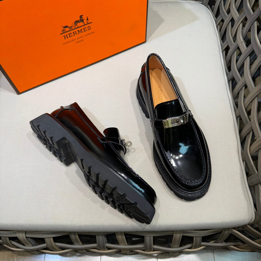 Чоловічі шкіряні туфлі Hermès золотисті