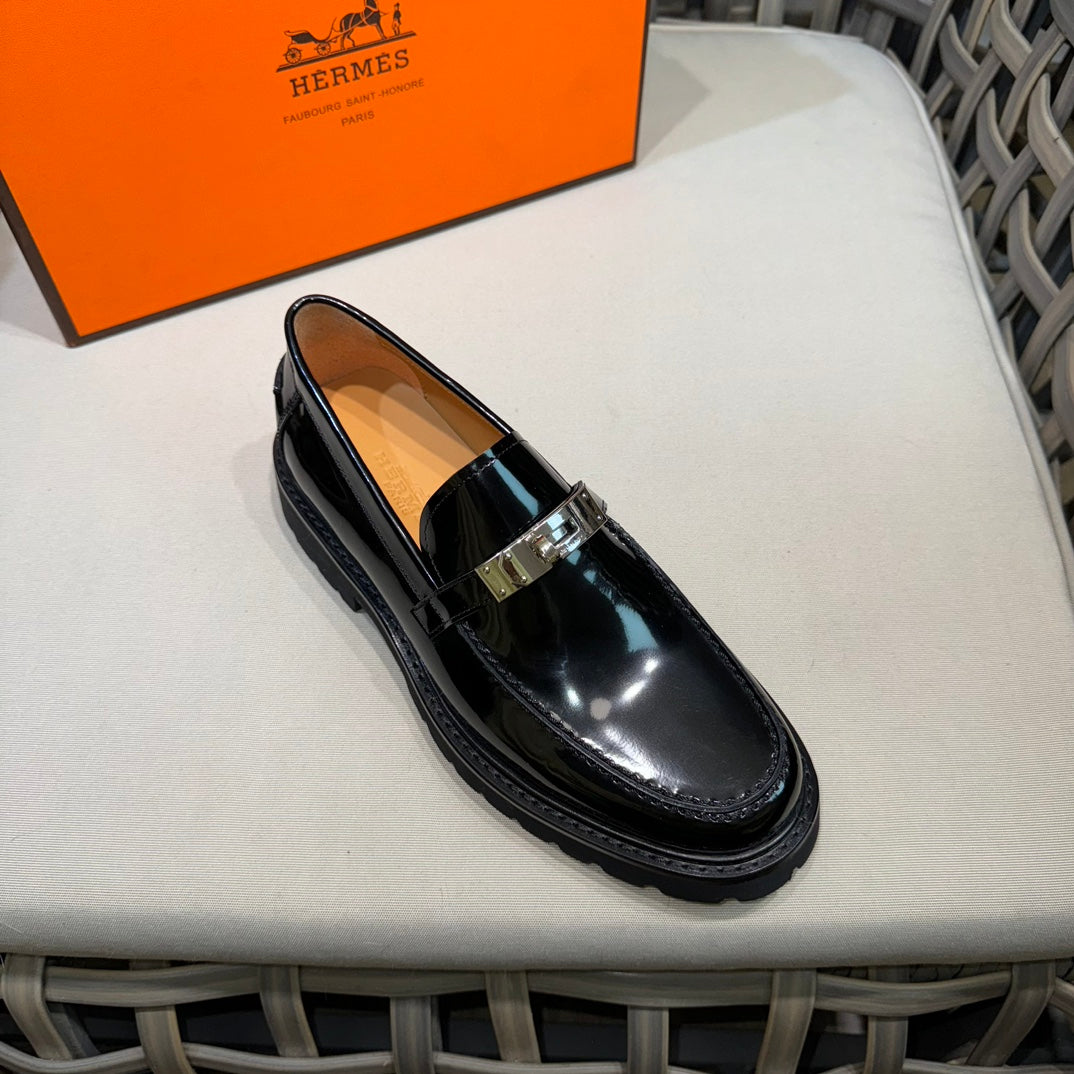 Чоловічі шкіряні туфлі Hermès золотисті