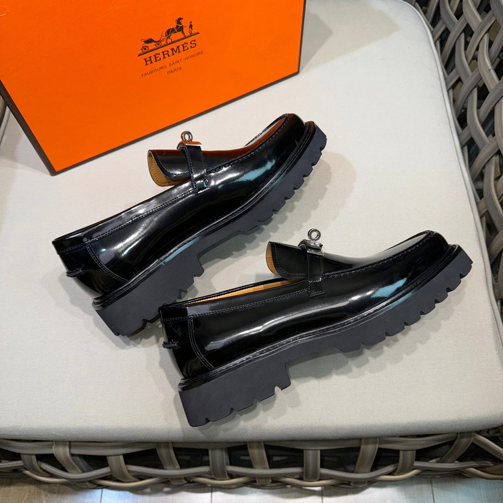 Чоловічі шкіряні туфлі Hermès золотисті
