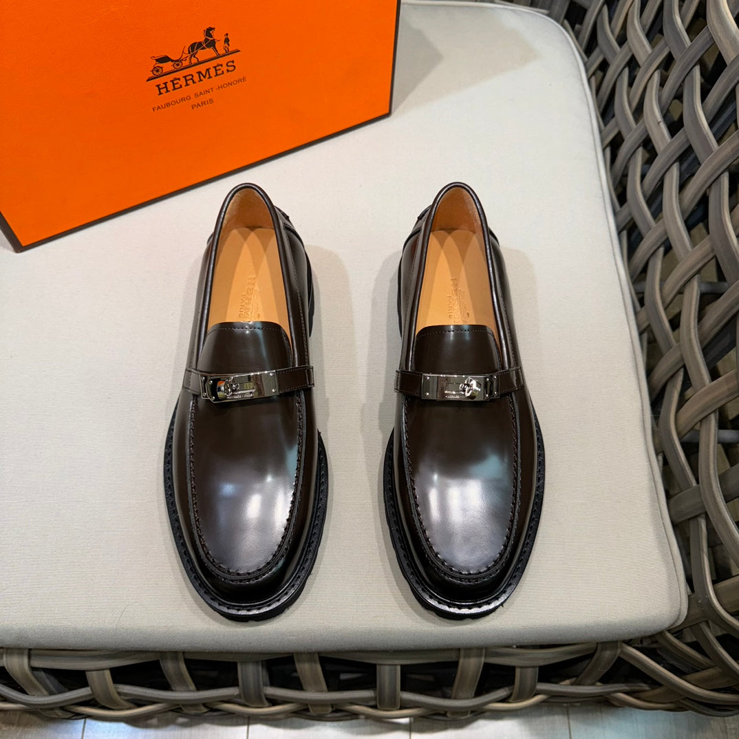 Чоловічі шкіряні туфлі Hermès золотисті