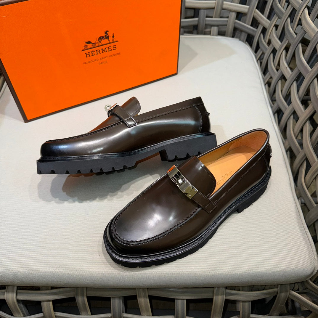 Чоловічі шкіряні туфлі Hermès золотисті