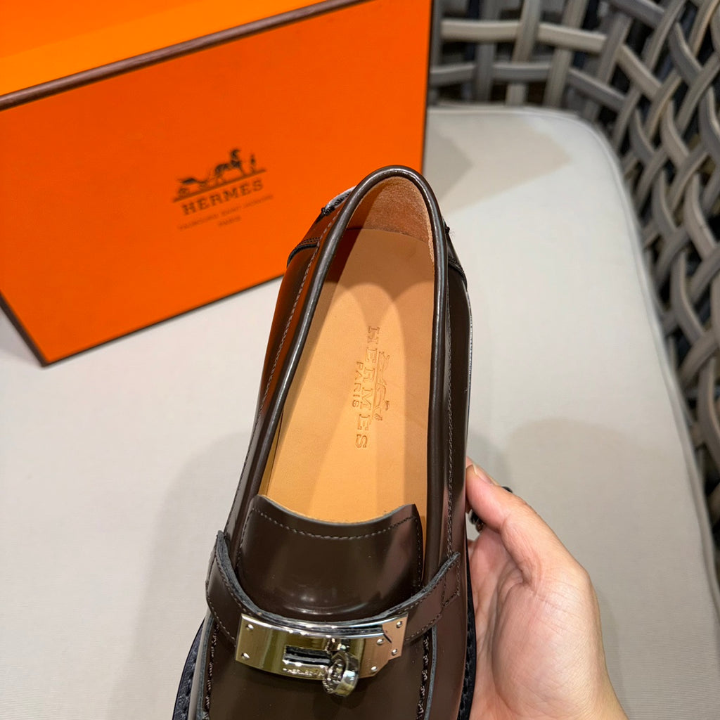Чоловічі шкіряні туфлі Hermès золотисті