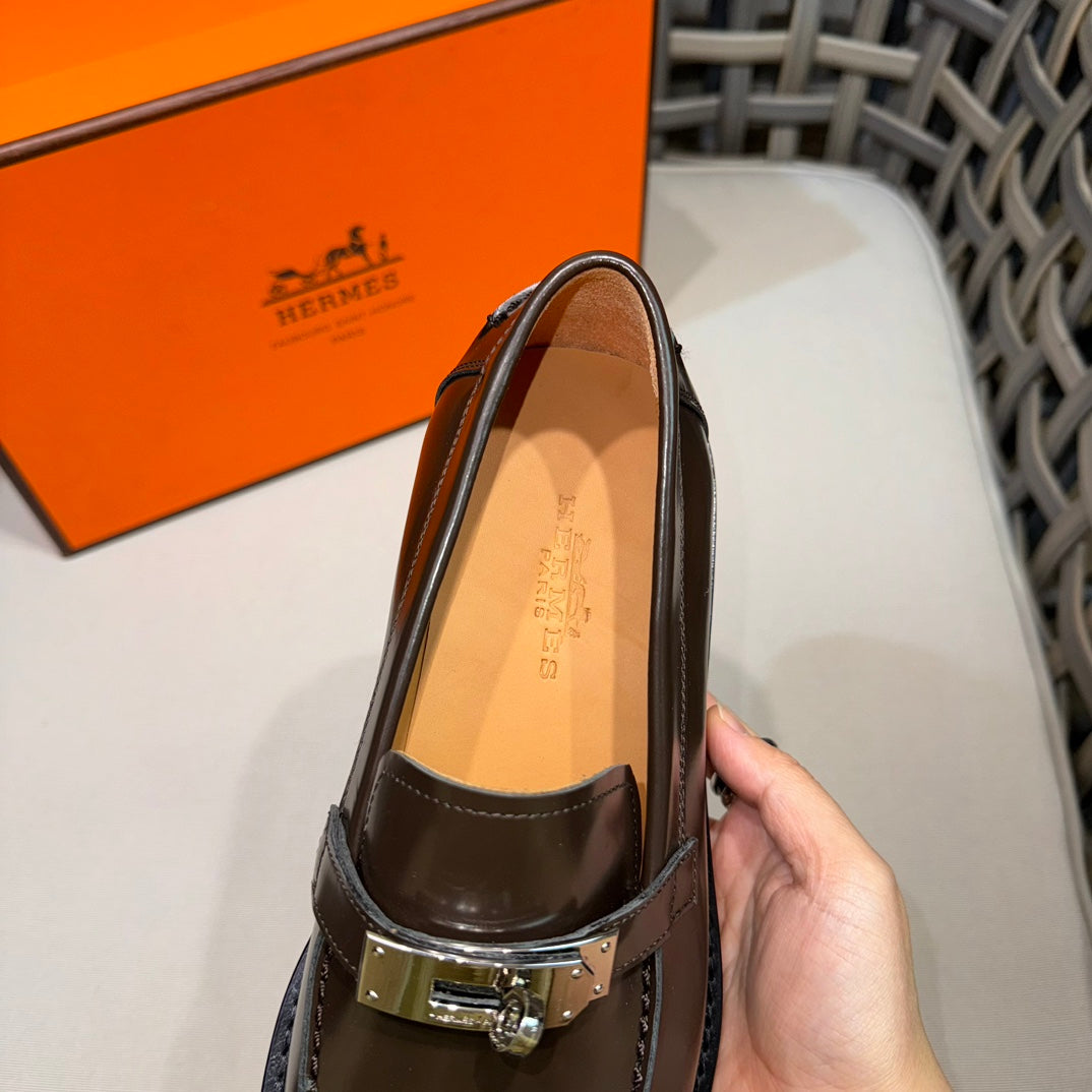 Чоловічі шкіряні туфлі Hermès золотисті