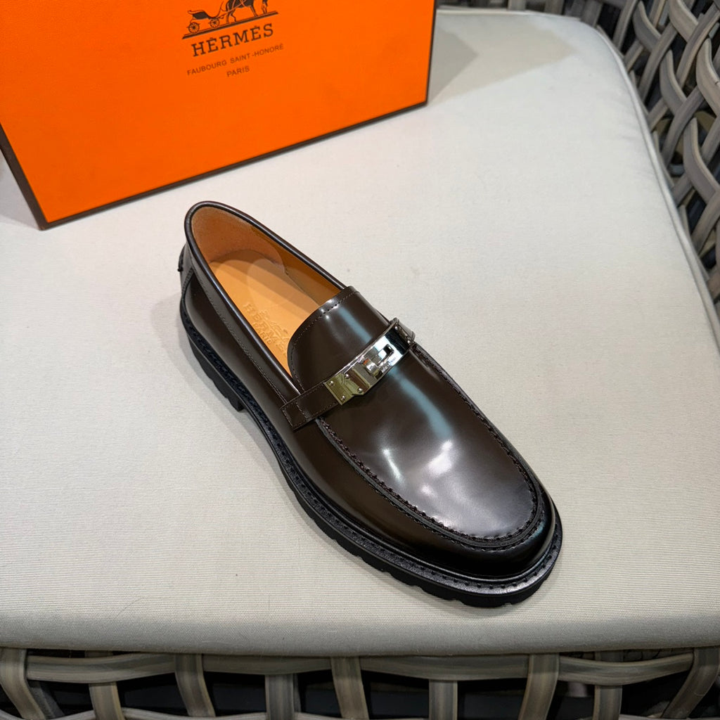 Чоловічі шкіряні туфлі Hermès золотисті