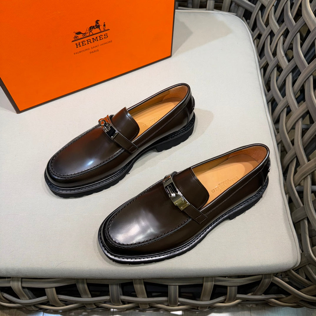 Чоловічі шкіряні туфлі Hermès золотисті