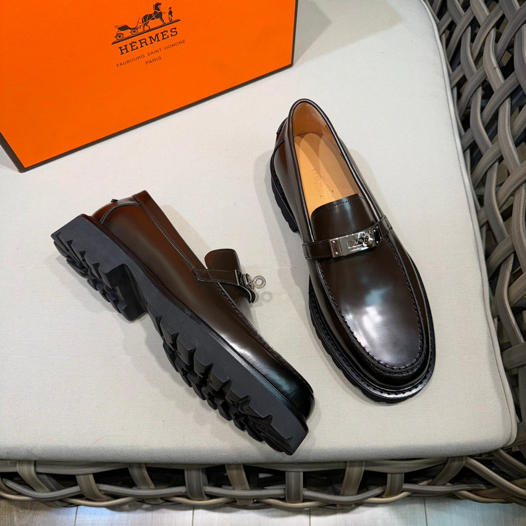 Чоловічі шкіряні туфлі Hermès золотисті