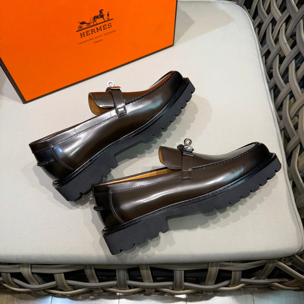 Чоловічі шкіряні туфлі Hermès золотисті