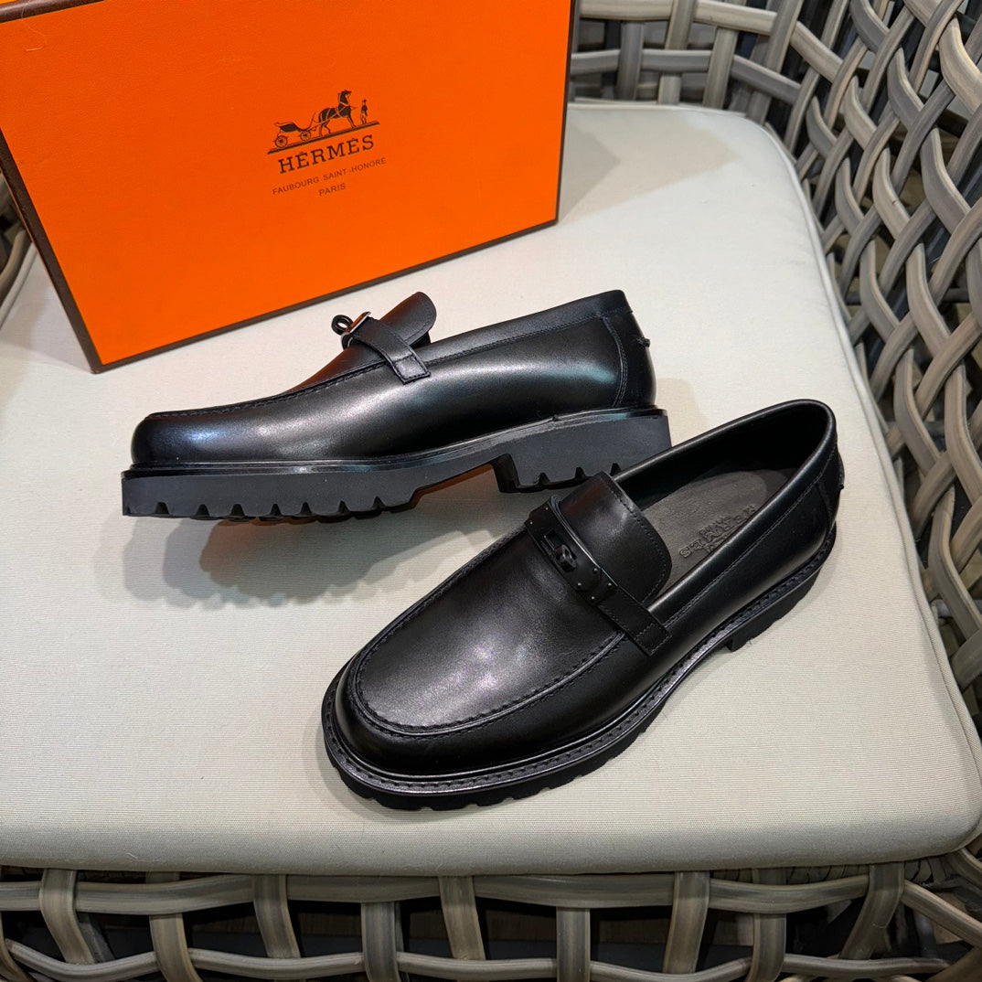 Чоловічі шкіряні туфлі Hermès золотисті