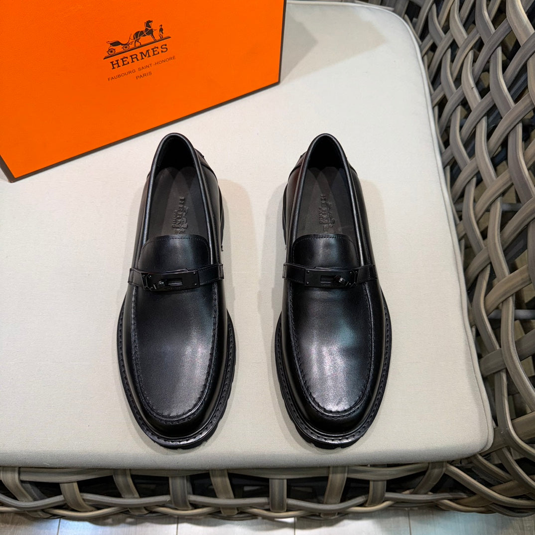 Чоловічі шкіряні туфлі Hermès золотисті