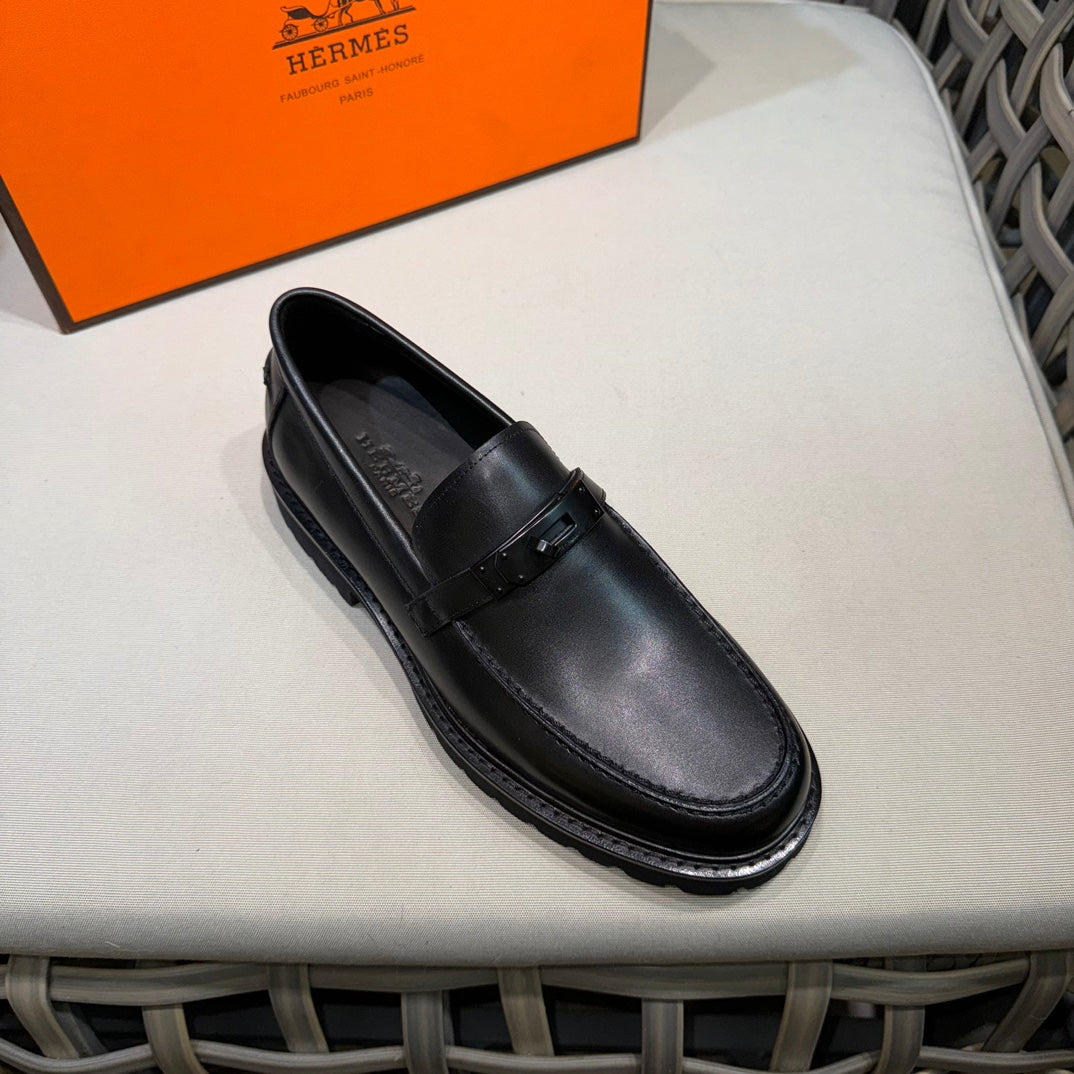 Чоловічі шкіряні туфлі Hermès золотисті