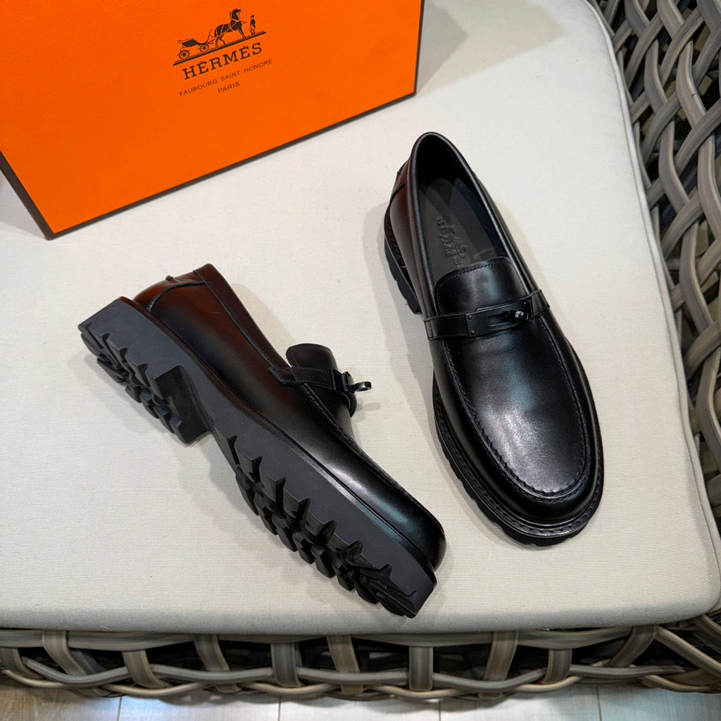 Чоловічі шкіряні туфлі Hermès золотисті