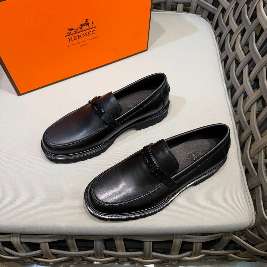 Чоловічі шкіряні туфлі Hermès золотисті
