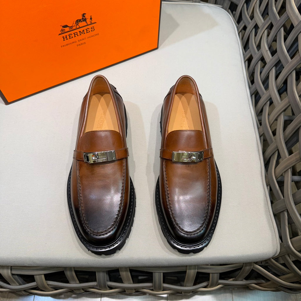 Чоловічі шкіряні туфлі Hermès золотисті